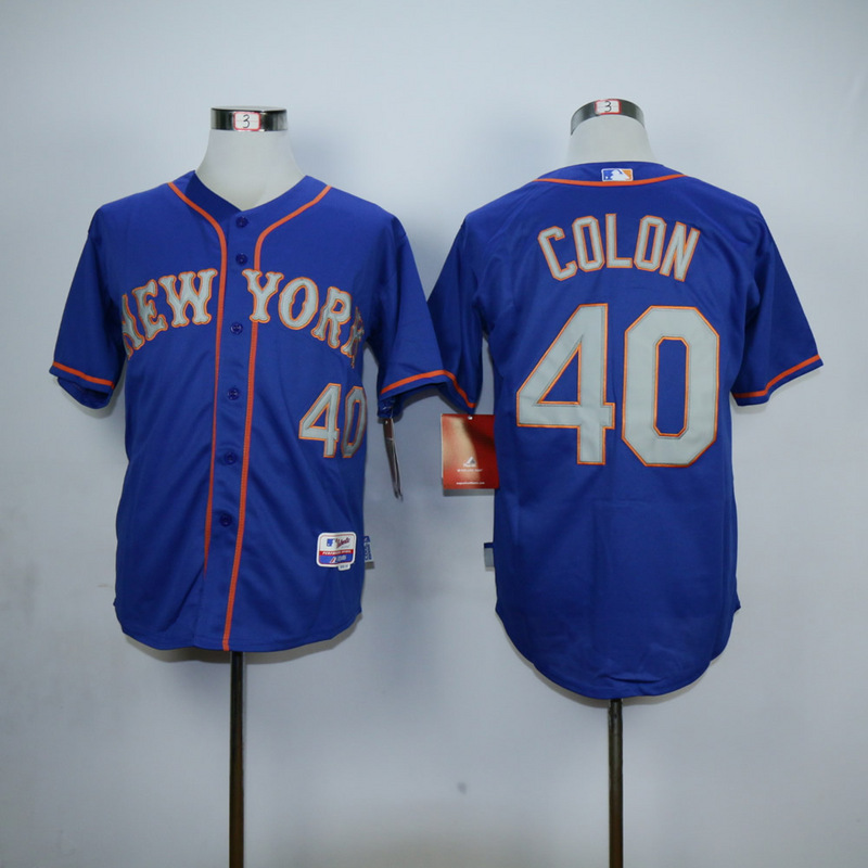 Men New York Mets #40 Colon Blue Grey MLB Jerseys